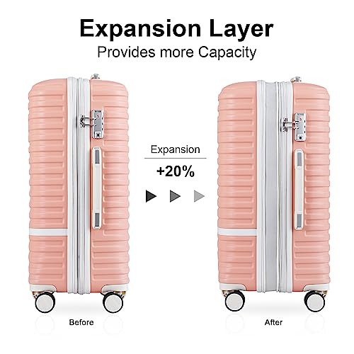 Image of Joyway Carry On Luggage 20 Inch Expandable Suitcase with Spinner Wheel, 3 Piece Hard Shell Luggage Set with TSA Lock(Pink)