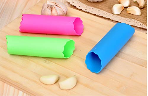 5-Pack Garlic Peeler-Vimbo Original Silicone Garlic Roller Peeling Tube-Easy Useful Kitchen Tools (Red, Yellow, Green, Blue, Black) #TOP5