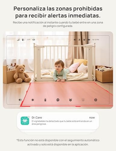 Miniatura 4 de Dr.Care Vistaview Monitor De Bebé Wifi 5 1080p, Cámara 2k, Visión Nocturna Hd, Alertas De Llanto Y Movimiento, Batería 5000mah, Comunicación Bidireccional,Alcance 390m
