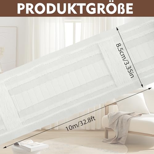 COGVOHY Gardinenband 10M, Kräuselband zum Aufnähen 8.5CM Breite, Weißes Vorhangband aus Nylon-Mesh, Universelles Faltenband für Gardinen für Römische Stangen & Haken, DIY Gardinenzubehör