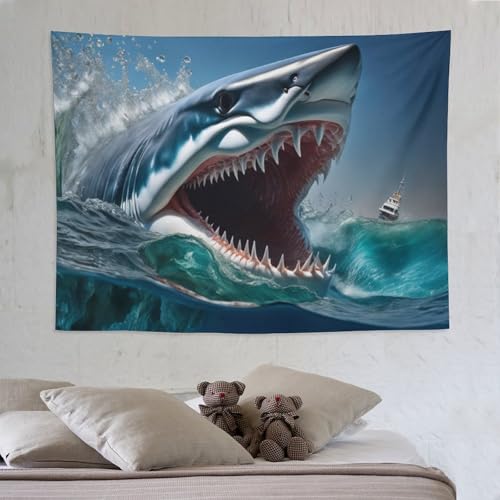 Tapisserie requin grand format pour mur de salon moderne