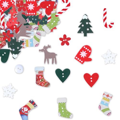 100 Stück Tischdeko Weihnachten,Streudeko Weihnachten Holz Konfetti Tisch,Weihnachts Basteln Weihnachtskonfetti Deko,Christmas Bastel Rentier Schneeflocken Tischschmuck für Party Geschenkkonfetti