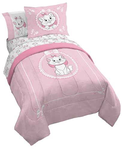 Disney Aristocats Marie Queen Comforter Set 7 Piece Kids Bedding, Pink