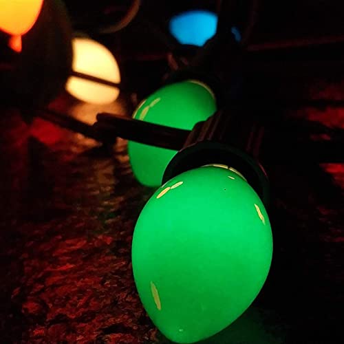 Abeja 25Ft Outdoor C7 Multicolored Ceramic Christmas Lights String Set, Indoor/Outdoor Christmas Light String, Christmas Tree Lights, Hanging Christmas Lights, Outdoor Patio String Lights, Green Wire #TOP3