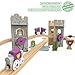 Wooden Train Set 68 PCS Castle Dragon Unicorn Fantasy Kingdom Adventure Playset w/Storage Box Train Toys for Girls Toddlers Grandkids Kids Compatible with Thomas Brio Melissa and Doug