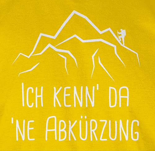 Foto von Shirt Damen - Hobby Outfit - Ich Kenn' da 'ne Abkürzung - L - Gelb - wanderbekleidung Berg Shirts wandershirt Berge Funshirts für Frauen sprüche wandern Hiking Tshirt Wander Kenn mal ne Wanderer