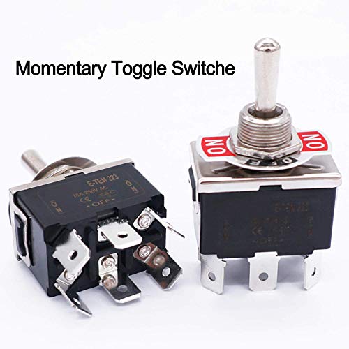 Twtade CA-E-TEN-223MZX 3 Pcs Momentary Heavy Duty Rocker Toggle Switch 6 Pin 3 Position (On)-Off-(On) Dpdt 16A 250Vac Spade Terminal Metal Boat Switch thumb #1