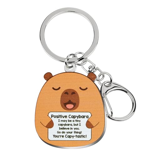 PUDDING CABIN Capybara Gifts Keychain - You're Capy-tastic! - Inspiration Gifts for Women Men Affirmation Uplifting Mental Health Capybara Keyring Gifts for Coworker Anxiety Relief Keychain for Women
