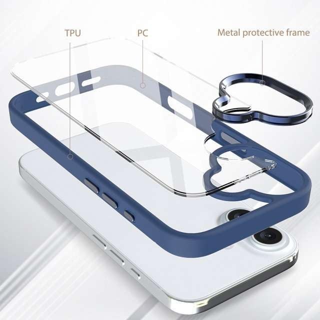 Coque iPhone 17 Pro Max bleue rigide transparente en silicone protection - 3