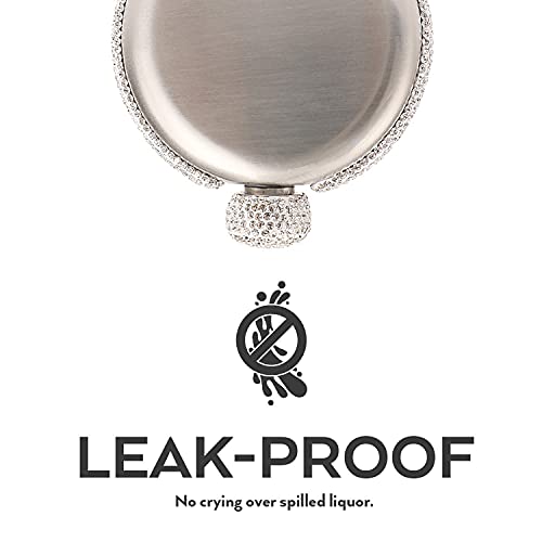 Intor Hip Liquor Flask For Women, Leakproof Wine Flasks 304 Stainless Steel Rhinestone Portable Flask With Funnel, Women Girls Bling Gift(Silver/5Oz) #TOP1