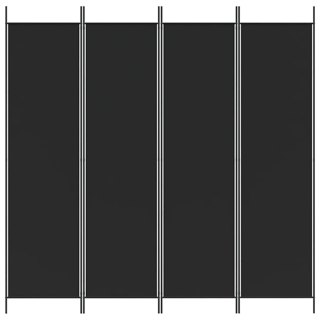 Parawan z 4 panelami 200 x 200 cm materiał czarny