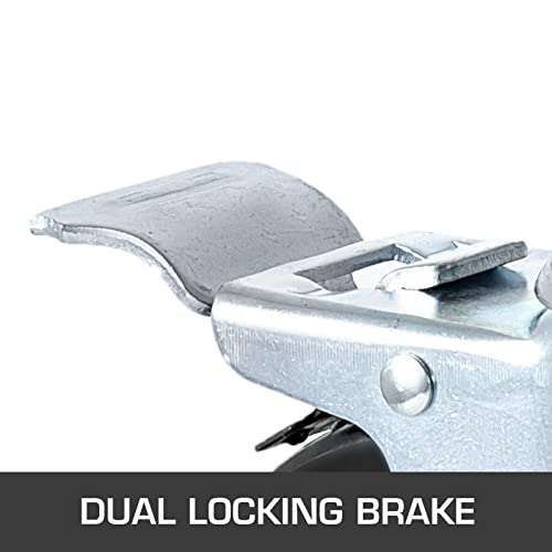 Image of VEVOR Baker Scaffold Wheels 5 inch Scaffolding Rubber Swivel Caster Wheels with Dual Locking Heavy Duty Casters 1.26 inch Square Stem 330LBS Capacity per Wheel