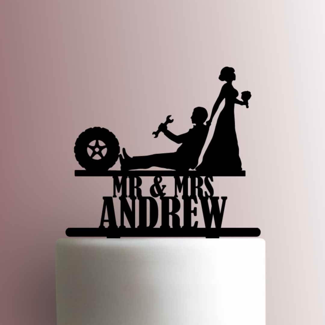 Custom Mechanic Wedding Name Acrylic Cake Topper 3mm Thick Premium Laser Cut Cake Decoration for Birthday, Wedding, Baby Shower & Party Cakes Durable Reusable