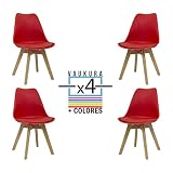 Uso exclusivo en interiores. Vaukura Silla Tulip (Pack4) - Silla Nórdica de Comedor (Rojo)