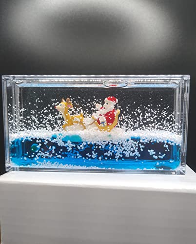 Universal Specialties Liquid Wave Paperweight Desk Toy Santa Claus & Rudolph Reindeer Sleigh Liquid Motion Paper Weight For Home Or Office Holiday Decor Great For Teachers Men And Women #TOP5