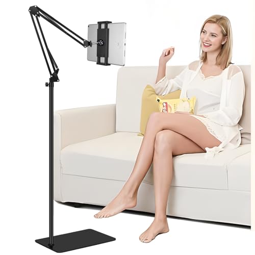 Tablet Floor Stand with 6LB Weight, Overhead Bed phone Stand Angle Height Adjustable Arm Stretchable Stand Holder, Compatible with iPhone iPad Mini Air Pro, Galaxy Tab, Kindle, E-Readers,all Phones by SAMHOUSING - Used condition - US$22.83