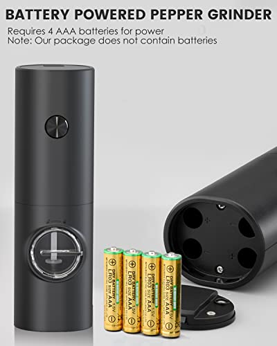 Homradise Electric Salt And Pepper Grinder Set, Automatic Battery Operated Refillable Salt Pepper Mill With Led Light/Storage Base Salt Shaker Adjustable Coarseness #TOP3