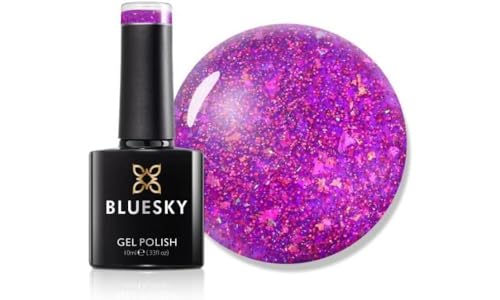 Bluesky Gel Nail Polish 10ml, Cherished Moments - XMASS2205, Purple Glitter Gel Nail Polish for 21 Day Manicure, Professional, Salon & Home Use, Requires Curing Under LED UV Nail Lamp