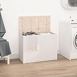 Tidyard - Caja de ropa de madera, cesta de lavandería con tapa, cesta de lavandería para cuarto de baño, 88,5 x 44 x 66 cm, madera maciza de pino