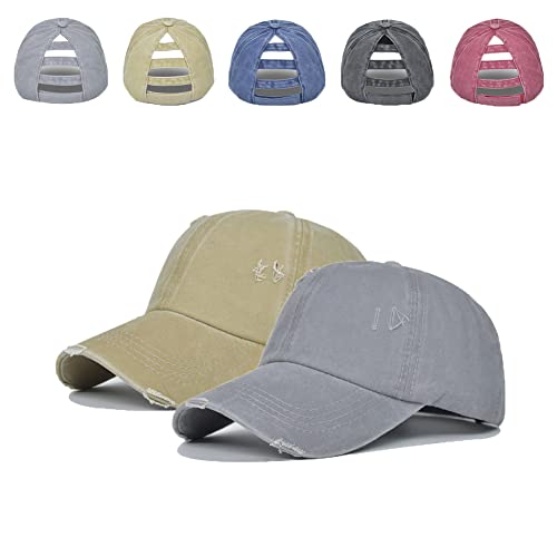 FASECKS Sombrero de béisbol para mujer, 2 unidades, algodón suave, sombreros de camionero, regalo para hombre, Gris + caqui., Talla única Cover