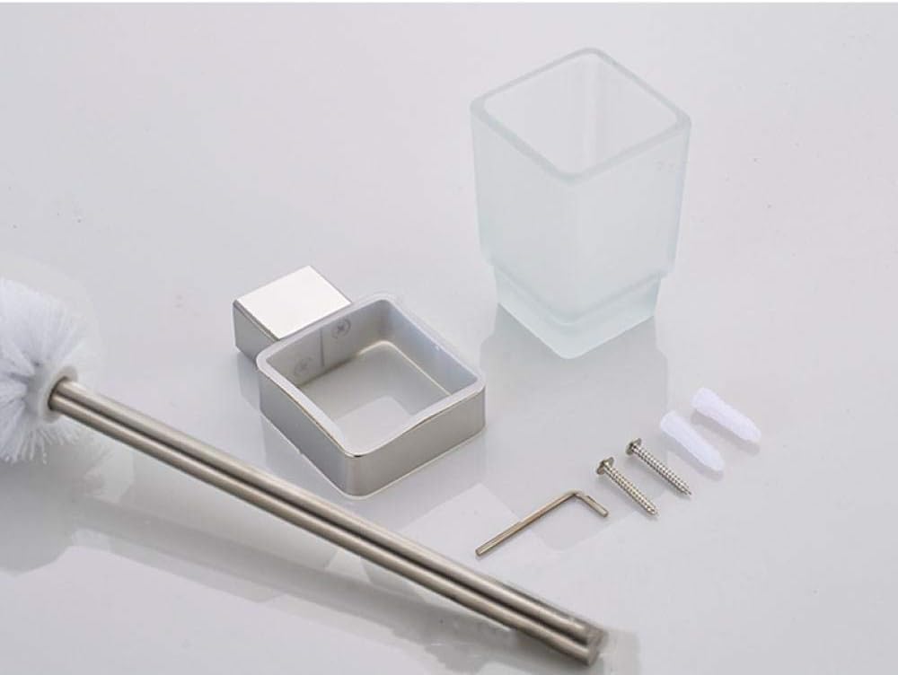 SPOUR Toilet Brush,Toilet Brush and Holder - Bathroom Stainless Steel Toilet Brush Holder Chrome Square Toilet Cleaning Brush Bathroom Hardware Accessories