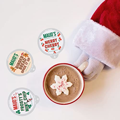 Maud's Winter Flavored Coffee Variety Pack (Holiday Coffee Variety Pack), 42Ct. Solar Energy Produced Recyclable Winter Flavored Variety Coffee Pods - 100% Arabica Coffee California Roasted, Kcup Compatible #TOP6