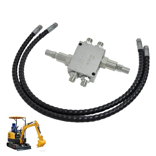 Complete Mini Excavator Cushion Valve Kit for Swivel Motor - Assembled Fits 1/4 Hydraulic Hoses with M14x1.5 Threaded Ends