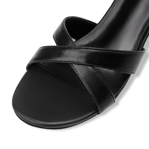 Womens Kitten Heels Low Heeled Sandals for Women Round Slip On Slides Cross Strap Open Toe Sandals4