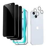 【覗き見防止・3枚入り】ESR いPhone16Plus/15Plus ガラスフィルム プライバシー保護フィルム いphone15plus用 強化ガラス マイクロカーブエッジ ケースに優しい 独立型カメラレンズプロテクター2セット付き iPhone16Plus/15 Plus対応 3枚セット