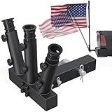 KBLOONG Truck Flag Pole Holder Hitch Mount – Heavy Duty 3-Hole Adjustable, Universal Kit for Standard 2' Receivers with Angle Adjustment, Black Metal Mount for Truck, SUV, Jeep, RV, Camper, Pickup