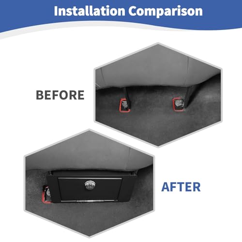 JOSHELA for Jeep JLU Under Rear Seat Safe Box with Security Lock for Jeep Wrangler JKU 2007-2017 for Wrangler JLU 2018 up 4DR Black Metal Storage Accessories by JOSHELA - Used condition - Image 2