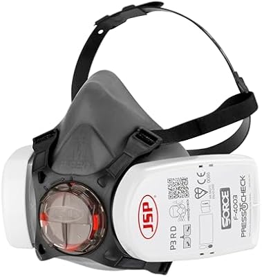 JSP Mascarilla completa Force 8 TPE con filtros antipolvo de construcción Press To Check P3 ya incorporados (BHT0A3-0L5-N00)