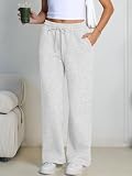Trendy Queen Womens Wide Leg Fleece Lined Sweatpants Grey M