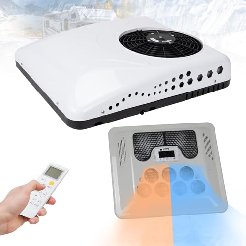 15000 BTU 12V RV Air Conditioner, Quiet Thin Electric Parking AC Unit with Cooling & Heating, Efficient Scroll Compressor for Motorhome, Camper Van, Truck