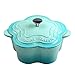 Naczynia do zapiekanek z pokrywkami garnek naczynie żeliwne 2,7 l kształt kwiatu obuuszna zastawa stołowa z pokrywką twarda emaliowana powłoka, ceramika indukcyjna i gazowe naczynia do zapiekanek (kolor: jasnoniebieski) (niebieski)