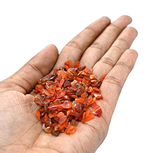 Image of Amazing Gemstone Carnelian Crystal Chips Aquarium Gravel Rocks - Carnelian Chips Bulk Fish Tank Gravel, Small Tumbled Stone Chips, Tiny Crystals for Decoration (Natural AAA Grade) (1000+ Carat Chips)