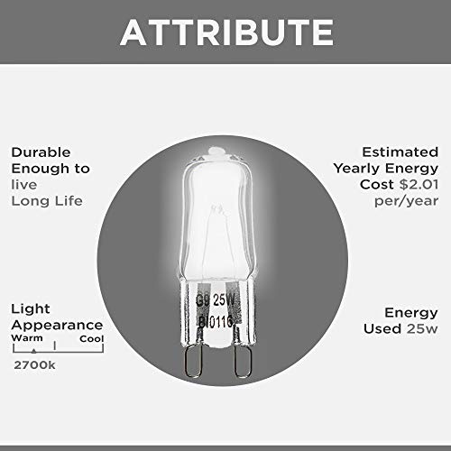 Brite Innovations G9 Halogen Bulb, 25 Watt – 10 Pack – Energy Saving - Dimmable - Soft White 2700K - 120V - Q40, Cl, T4 Jd Type, Clear Light Bulb #TOP6