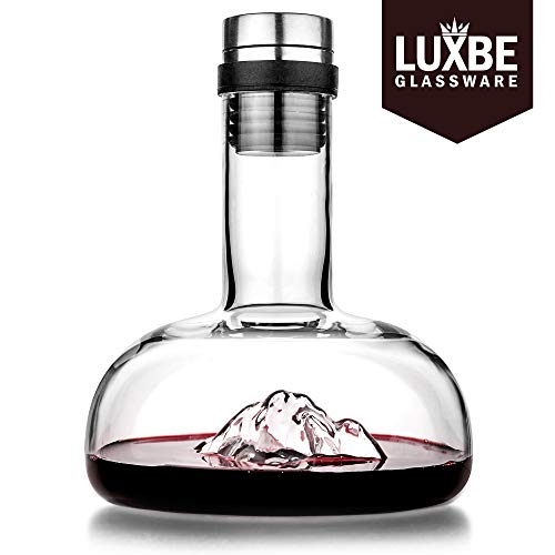 Luxbe - Wine Decanter Aerator 54-Ounces - Crystal Glass - Lead Free