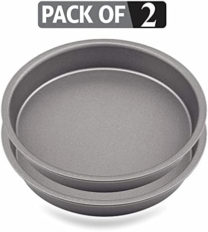 Round Cake Tin Non Stick Coating Sandwich Cake Tin Carbon Steel Bakeware Mould Pan for Cakes Pies Tarts Breads Baking Cooking Tool Kitchen Essentials Home Accessories Grey 20.5cm (Pack of 1)