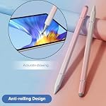 Stylus Pens for Tablet Smartphone, Multi-use Stylus Pen for Samsung/Ipad/Lenovo/Redmi Tablet Magnetic Stylus Pens Alloy with Fiber Tip& Disc Tip& Ball Pen 3 in 1 (Pink Gradient)