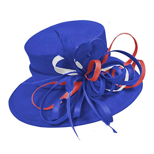 Chapeau de mariage bleu roi à grand bord pour invitée de cérémonie