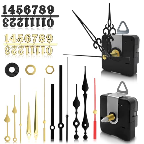 CJYBJHOM 2 Pack Mecanisme Horloge Murale Silencieux Batterie Alimentée avec 5 styles de pointeurs et 2 Ensembles de Numéros, Mecanisme Horloge Pile pour Bricoler