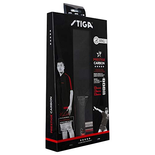 Stiga Prestige Carbon 5-Star Table Tennis Bat, Black/Red #TOP3