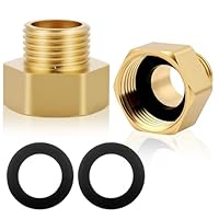 Flintronic 2 Stück Reduzierung 1/2 Zoll auf 3/4 Zoll, mit 1/2'' Außengewinde x 3/4'' Innengewinde Messing Zubehör, AG/IG Reduzierstück, mit 2 Gummidichtung, für die Umwandlung von Rohrverbindungen