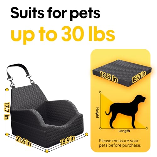 Dog Car Seat for Small Medium Dogs, Memory Foam Dog Booster Seat Elevated Cushion Seat for Dogs Under 30 lbs Pet Car Seat Travel Bed