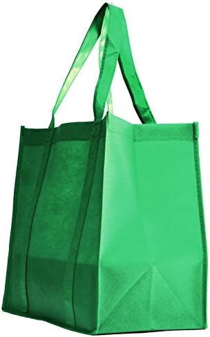 Gift Expressions Grocery Tote Bag | 100 Pack | Kelly Green | Large Gift Reusable Eco Friendly Stand Up Bottom, Recyclable Non-Woven Shopping Bags
