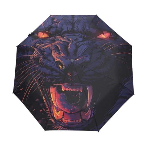 Parapluie de voyage panthère rugissante idéal pour affronter le vent avec style