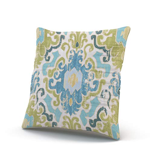 Weiniya Home Custom Decor Green And Blue Ikat Pattern Throw Pillow Cover Exquisite Double Sides Printed Patterning Square 22X22 Inches #TOP1