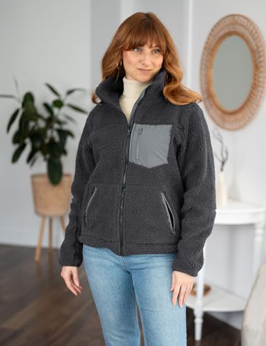 luvamia Sherpa Jackets for Women Trendy Zip Up Long Sleeve Winter Fall Casual Warm Fleece Coat Jackets with Pockets4