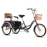Bicicleta Tres Ruedas, Bicicleta Adultos 20 Pulgadas, Triciclo Adultos 6 velocidades con Asiento Trasero, Bicicleta Crucero Tres Ruedas Personas Mayores, Mujeres, Hombres, Ciclismo, pedaleo